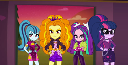 Size: 1410x720 | Tagged: safe, alternate version, artist:3d4d, imported from derpibooru, adagio dazzle, aria blaze, sci-twi, sonata dusk, twilight sparkle, equestria girls, the dazzlings