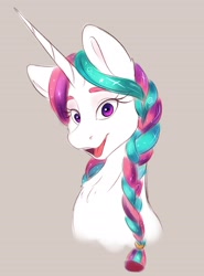 Size: 2000x2700 | Tagged: safe, artist:galinn-arts, imported from derpibooru, princess celestia, alicorn, pony, alternate hairstyle, braid, bust, high res, smiling, solo