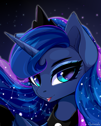 Size: 4000x5000 | Tagged: safe, artist:xsatanielx, imported from derpibooru, princess luna, alicorn, pony, absurd resolution, bust, constellation, ear fluff, ethereal mane, female, mare, open mouth, portrait, solo, starry mane