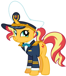 Size: 1024x1161 | Tagged: safe, artist:emeraldblast63, imported from derpibooru, sunset shimmer, pony, unicorn, captain, clothes, female, mare, uniform