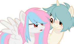 Size: 1024x619 | Tagged: safe, artist:lynesssan, imported from derpibooru, oc, oc only, oc:lyly, oc:lyness, pegasus, pony, unicorn, female, mare, simple background, transparent background