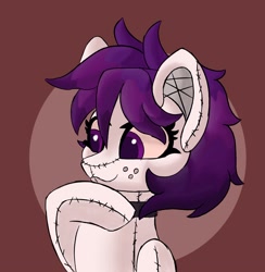 Size: 2930x3000 | Tagged: safe, artist:stargrid, imported from derpibooru, oc, oc only, oc:the doll, original species, plush pony, pony, art, doll, female, high res, looking left, plushie, smiling, solo, solo female, toy