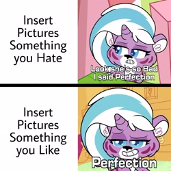 Size: 2289x2289 | Tagged: safe, imported from derpibooru, my little pony: pony life, spoiler:pony life s02e12, spoiler:pony life s02e13, back to the present, lightning chill, magical mare-story tour, magneto, meme template, perfection, template