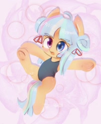 Size: 1208x1486 | Tagged: source needed, useless source url, safe, artist:darkstylerz, imported from derpibooru, oc, oc only, pony, blushing, clothes, cute, female, heterochromia, hooves, one-piece swimsuit, solo, swimsuit