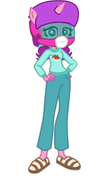 Size: 844x1366 | Tagged: safe, artist:gmaplay, imported from derpibooru, lily longsocks, equestria girls, clothes, female, helmet, simple background, solo, transparent background