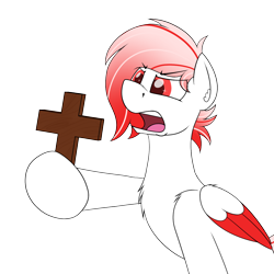 Size: 1300x1300 | Tagged: safe, artist:ponynamedmixtape, imported from derpibooru, oc, oc only, oc:deepest apologies, pegasus, pony, begone thot, cross, frown, male, open mouth, pegasus oc, solo, stallion