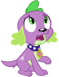 Size: 795x1024 | Tagged: safe, edit, edited screencap, editor:lonely fanboy48, imported from derpibooru, screencap, spike, spike the regular dog, dog, equestria girls, friendship games, background removed, collar, looking up, male, not a vector, open mouth, simple background, solo, transparent background