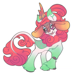 Size: 1285x1367 | Tagged: safe, artist:tinykirin, derpibooru exclusive, imported from derpibooru, oc, oc only, oc:pumpkin leaves, kirin, pony, fluffy hair, horn, simple background, solo, white background