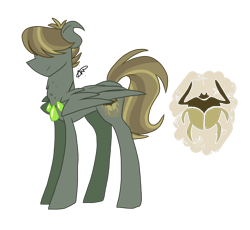 Size: 1600x1472 | Tagged: safe, artist:gallantserver, imported from derpibooru, oc, oc only, oc:glowpaz scarab, pegasus, pony, ambiguous gender, hair over eyes, offspring, parent:quibble pants, parent:somnambula, simple background, solo, transparent background