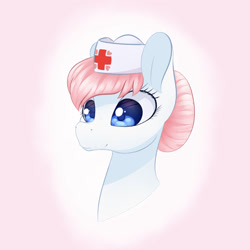 Size: 1500x1500 | Tagged: safe, artist:aquaticvibes, imported from derpibooru, nurse redheart, earth pony, pony, bust, female, hair bun, hat, mare, nurse hat, solo