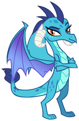 Size: 6186x9450 | Tagged: safe, artist:andoanimalia, imported from derpibooru, princess ember, dragon, triple threat, crossed arms, dragoness, female, looking at you, simple background, smiling, smirk, solo, transparent background, vector