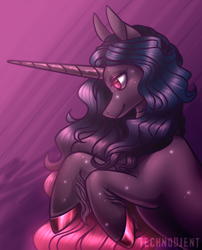 Size: 970x1202 | Tagged: safe, artist:technodjent, imported from derpibooru, oc, oc only, oc:dusk glow, pony, unicorn, bust, female, mare, portrait, solo