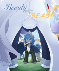 Size: 3056x3732 | Tagged: safe, artist:arctic-fox, imported from derpibooru, oc, oc only, oc:platinum decree, oc:racket rhine, bat pony, pony, unicorn, bat pony oc, bat wings, butt, canterlot, clothes, commission, duo, female, for your eyes only, framed by legs, high res, male, mare, movie poster, plot, stallion, wings