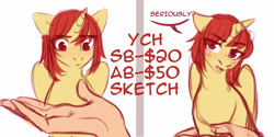 Size: 3000x1500 | Tagged: safe, artist:nika-rain, imported from derpibooru, oc, oc only, human, pony, any gender, any race, any species, auction, auction open, commission, cute, hand, sketch, solo, ych sketch, your character here