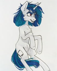 Size: 2592x3240 | Tagged: safe, artist:rover, imported from derpibooru, dj pon-3, vinyl scratch, pony, unicorn, #watercolor, high res, solo, traditional art