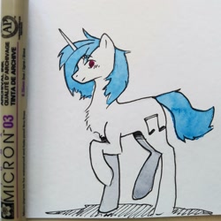 Size: 3000x3000 | Tagged: safe, artist:rover, imported from derpibooru, dj pon-3, vinyl scratch, pony, unicorn, chibi, cute, high res, small, solo, traditional art