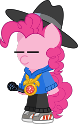 Size: 5254x8354 | Tagged: safe, artist:isaac_pony, imported from derpibooru, pinkie pie, earth pony, pony, testing testing 1-2-3, clothes, crossover, female, friday night funkin', hat, jewelry, kibiy pony, micro, necklace, rapper, rapper pie, shirt, shoes, simple background, sneakers, solo, transparent background, vector