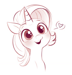 Size: 1400x1459 | Tagged: safe, artist:imalou, imported from derpibooru, starlight glimmer, pony, unicorn, blushing, heart, sketch, smiling, solo