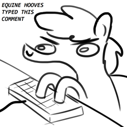 Size: 1024x1024 | Tagged: safe, artist:tjpones edits, edit, imported from derpibooru, oc, oc only, oc:tjpones, earth pony, pony, angry, black and white, doodle, grayscale, keyboard, male, monochrome, simple background, solo, stallion, white background