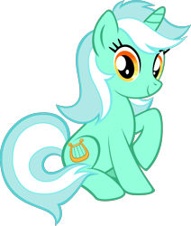 Size: 2000x2357 | Tagged: safe, artist:pink amena, imported from derpibooru, lyra heartstrings, pony, unicorn, female, high res, raised hoof, simple background, sitting, smiling, solo, solo female, stock vector, transparent background, vector