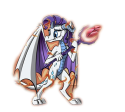 Size: 504x451 | Tagged: safe, artist:sirzi, imported from derpibooru, rarity, dragon, bloodstone scepter, dragoness, dragonified, female, raridragon, simple background, solo, species swap, transformation, transparent background, wings