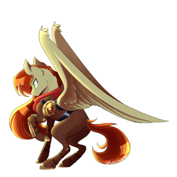 Size: 6000x6000 | Tagged: safe, artist:mapleicious, artist:mapleiciousmlp, imported from derpibooru, oc, oc only, oc:bracer, pegasus, pony, armor, butt, emw:mmmm, leather armor, plot, wings