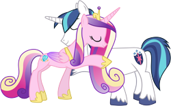 Size: 6390x4000 | Tagged: safe, artist:90sigma, imported from derpibooru, princess cadance, shining armor, alicorn, pony, unicorn, absurd resolution, crown, female, hug, jewelry, male, mare, regalia, shiningcadance, shipping, simple background, stallion, straight, transparent background, vector