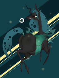 Size: 928x1216 | Tagged: safe, artist:4rkrot, artist:fake_anna, artist:fakeanna, imported from derpibooru, queen chrysalis, changeling, changeling queen, angry face, bugbutt, butt, female, looking back, pictogram, plot, plump, solo, tail wrap, the ass was fat, thin legs