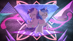 Size: 3840x2160 | Tagged: safe, artist:laszlvfx, artist:thatusualguy06, edit, imported from derpibooru, amethyst star, sea swirl, seafoam, sparkler, pony, unicorn, duo, duo female, female, high res, looking at you, mare, one eye closed, raised hoof, show accurate, wallpaper, wallpaper edit, wink, winking at you