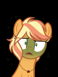 Size: 1500x2000 | Tagged: safe, artist:gallantserver, imported from derpibooru, applejack, pony, alternate hairstyle, nauseous, solo, story included