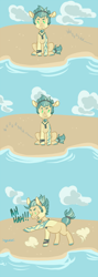 Size: 500x1400 | Tagged: safe, artist:lavvythejackalope, imported from derpibooru, oc, oc only, earth pony, pony, beach, cloud, comic, earth pony oc, male, outdoors, sitting, stallion