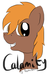 Size: 707x1049 | Tagged: safe, artist:pegasski, imported from derpibooru, oc, oc only, oc:calamity, earth pony, pony, fallout equestria, bust, earth pony oc, grin, male, simple background, smiling, solo, stallion, transparent background