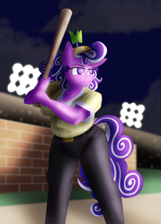 Size: 2000x2800 | Tagged: safe, artist:sixes&sevens, imported from derpibooru, screwball, anthro, baseball bat, female, high res, night, outdoors, solo