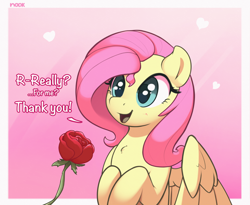 Size: 2368x1940 | Tagged: safe, artist:nookprint, edit, imported from derpibooru, fluttershy, pegasus, pony, cropped, cute, daaaaaaaaaaaw, flower, offscreen character, rose, shyabetes, solo