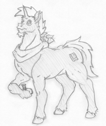 Size: 1600x1900 | Tagged: artist needed, safe, artist:siegfriednox, imported from derpibooru, oc, oc:secret mentore, unicorn, neckerchief, pencil drawing, traditional art