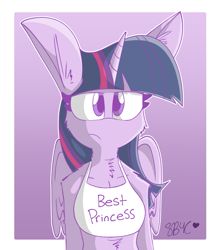 Size: 973x1100 | Tagged: safe, artist:snuggleb4cuddle, imported from derpibooru, twilight sparkle, alicorn, anthro, pony, bra, bra on pony, clothes, ear fluff, female, neck fluff, solo, sports bra, twilight is not amused, twilight sparkle (alicorn), twilight sparkle is not amused, unamused