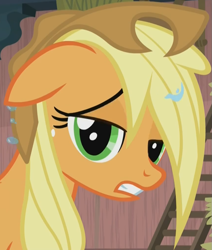 Size: 861x1015 | Tagged: safe, imported from derpibooru, screencap, applejack, earth pony, pony, appleoosa's most wanted, applejack's hat, cowboy hat, cropped, female, floppy ears, hat, lidded eyes, looking at you, mare, out of context, sexy, solo, stupid sexy applejack, teeth, wet, wet mane, wet mane applejack