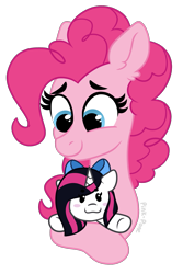 Size: 1603x2393 | Tagged: safe, artist:pink-pone, imported from derpibooru, pinkie pie, earth pony, blushing, commission, plushie, simple background, transparent background, your character here