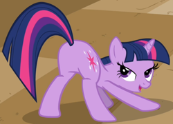 Size: 786x567 | Tagged: safe, imported from derpibooru, screencap, twilight sparkle, pony, unicorn, a canterlot wedding, season 2, butt, cropped, face down ass up, female, horn, lidded eyes, looking back, mare, out of context, plot, sexy, smiling, solo, stupid sexy twilight, sunshine sunshine, twibutt, unicorn twilight