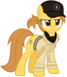 Size: 1024x1175 | Tagged: safe, artist:pegasski, imported from derpibooru, oc, oc only, oc:anna autumn, earth pony, pony, cap, clothes, female, hat, mare, simple background, solo, transparent background