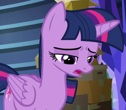 Size: 1014x894 | Tagged: safe, imported from derpibooru, screencap, twilight sparkle, alicorn, pony, the last problem, cropped, female, looking down, mare, open mouth, sad, solo, twilight sparkle (alicorn), twilight's castle