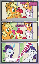 Size: 1920x3169 | Tagged: safe, artist:alexdti, imported from derpibooru, apple bloom, applejack, rarity, scootaloo, sweetie belle, earth pony, pegasus, pony, unicorn, comic:quest for friendship, comic, cutie mark crusaders, female, filly, mare
