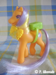 Size: 714x955 | Tagged: safe, imported from derpibooru, pony, backpack, comb, g2, glittery study, irl, photo, purse ponies, solo, toy