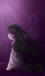 Size: 624x1064 | Tagged: safe, artist:heartbloodlovesart, imported from derpibooru, octavia melody, earth pony, pony, crying, female, floppy ears, mare, profile, sitting, solo