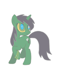 Size: 2153x2786 | Tagged: safe, artist:sonicgirl313, imported from derpibooru, oc, oc only, oc:night green, pony, unicorn, discorded, female, high res, horn, hypnosis, looking back, mare, solo, unicorn oc