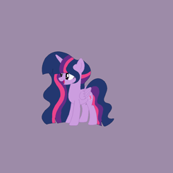 Size: 965x965 | Tagged: safe, artist:circuspaparazzi5678, artist:selenaede, imported from derpibooru, twilight sparkle, alicorn, pony, alternate hairstyle, base used, base:selenaede, duskyverse, female, mare, purple background, simple background, solo, twilight sparkle (alicorn), wavy mane