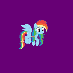 Size: 965x965 | Tagged: safe, artist:circuspaparazzi5678, artist:selenaede, imported from derpibooru, rainbow dash, pegasus, pony, base used, base:selenaede, duskyverse, flying, multicolored hair, pigtails, purple background, rainbow hair, simple background, solo