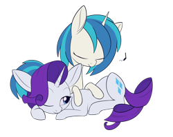 Size: 1780x1417 | Tagged: safe, artist:dusthiel, imported from derpibooru, dj pon-3, rarity, vinyl scratch, pony, lesbian, lying down, prone, rariscratch, shipping, simple background, transparent background