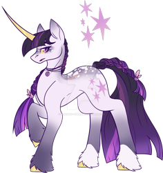 Size: 1280x1356 | Tagged: safe, artist:blizzard-queen, imported from derpibooru, twilight sparkle, alicorn, pony, alternate design, alternate universe, amputee, backstory in description, colored horn, horn, simple background, solo, transparent background, twilight sparkle (alicorn), wingless
