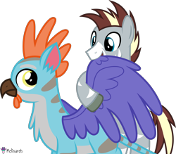 Size: 5711x5000 | Tagged: safe, artist:melisareb, imported from derpibooru, oc, oc only, oc:gavin gallium, oc:zee zinc, griffon, zebra, .svg available, absurd resolution, assisted preening, bipedal, duo, griffon oc, grooming, male, preening, simple background, stallion, transparent background, vector, wings, zebra oc